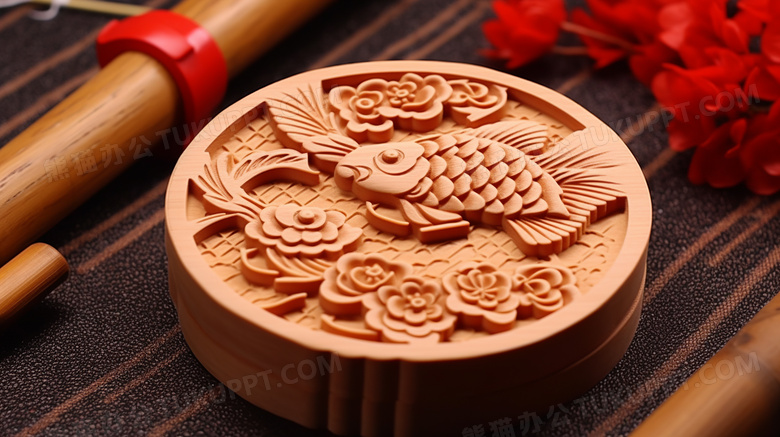 创意中秋节传统美食月饼特写图片