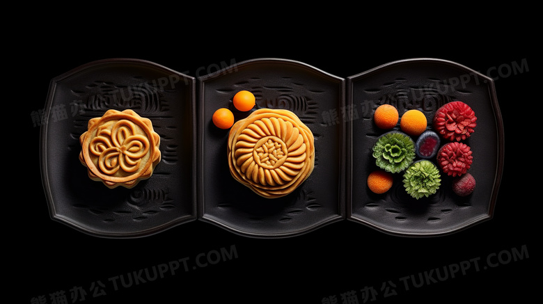 创意中秋节传统美食月饼摆拍图片
