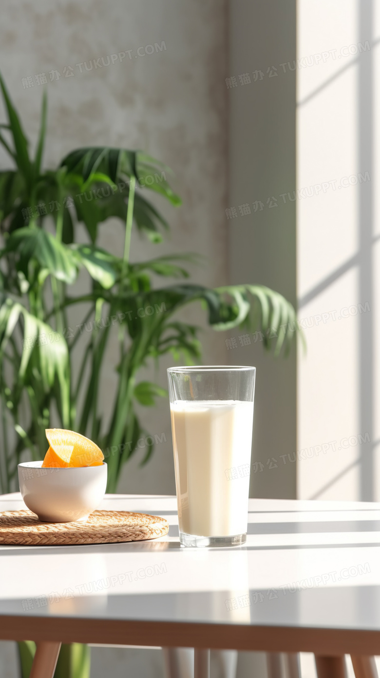 简洁室内早餐豆奶牛奶清摄影图片