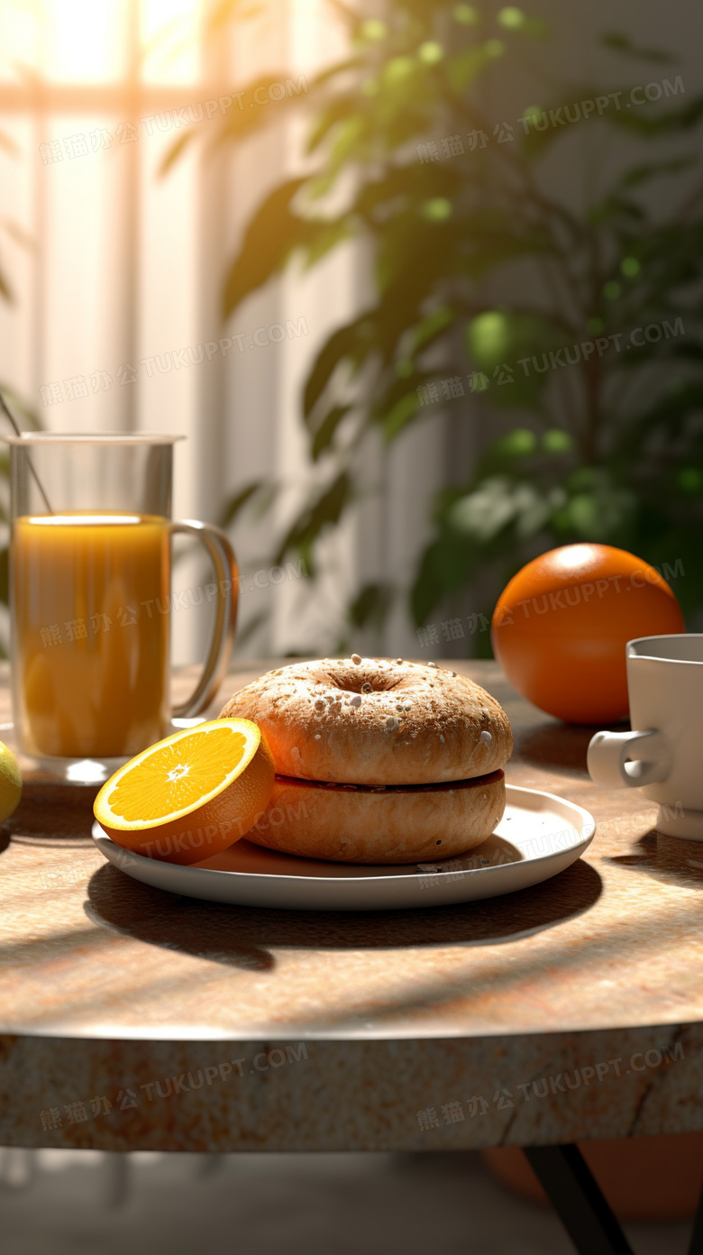 简洁室内早餐橙汁汉堡三明治清摄影图片