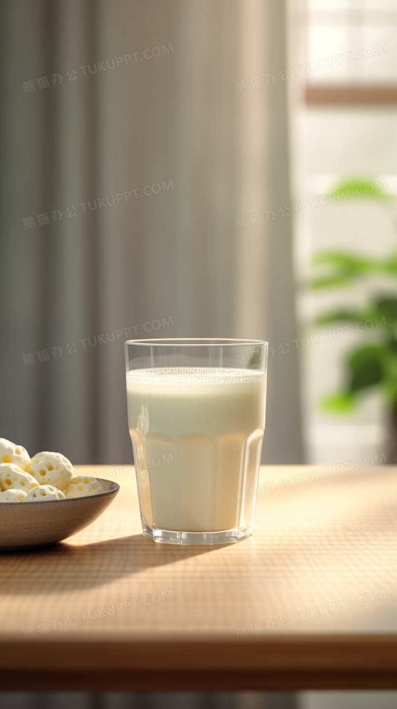 简洁室内早餐豆奶牛奶清摄影图片