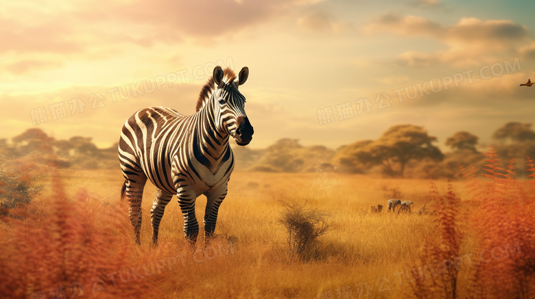 大草原野生动物风景摄影图