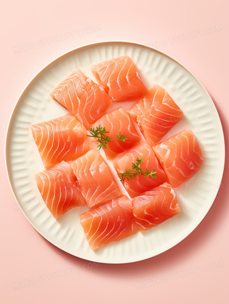 粉色切片三文鱼拼盘摄影图