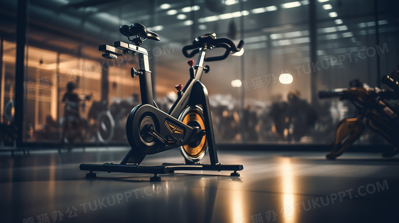 全民健身日健身房动感单车摄影图