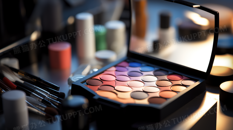 彩色眼影化妆品产品模型特写图片
