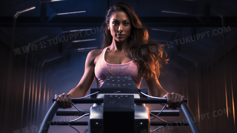 健身房健身肌肉女神人物摄影图