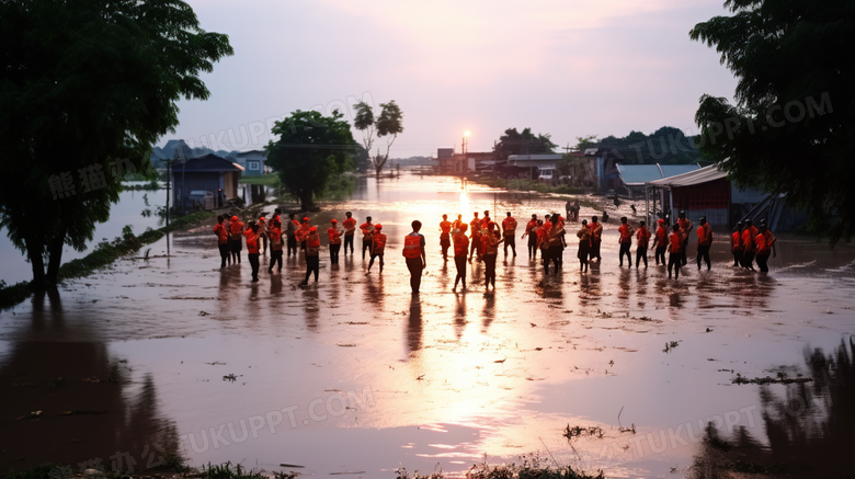 抗洪抢险救灾摄影图