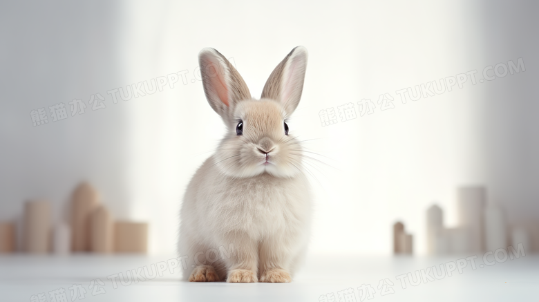 白色可爱宠物兔子摄影图