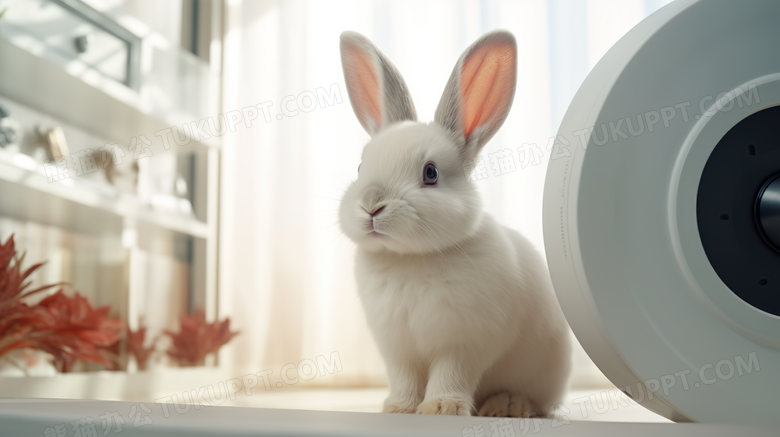白色可爱宠物兔子摄影图