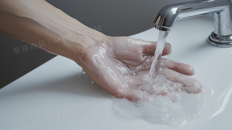 用清水洗手的图片