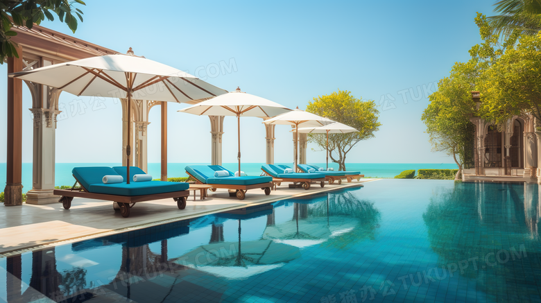 海岛度假酒店户外游泳池场景图片