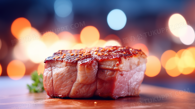 西式烤牛肉五花肉美味食物摄影图