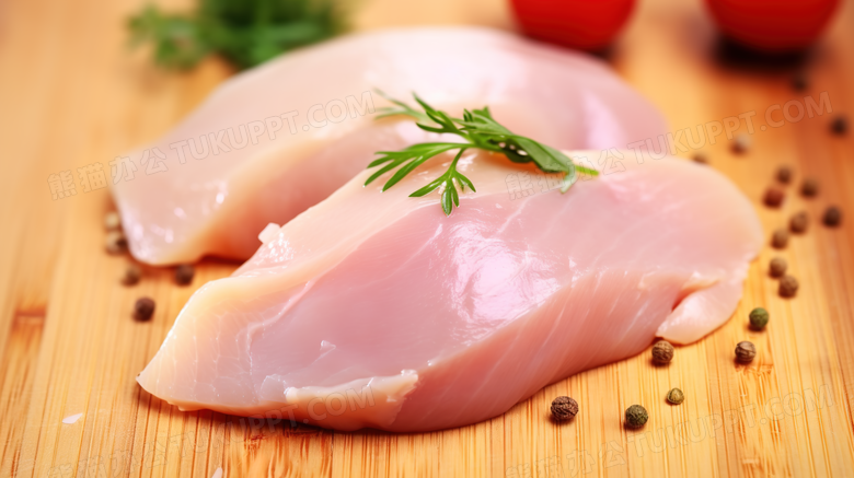 新鲜生鸡胸肉食材摄影图