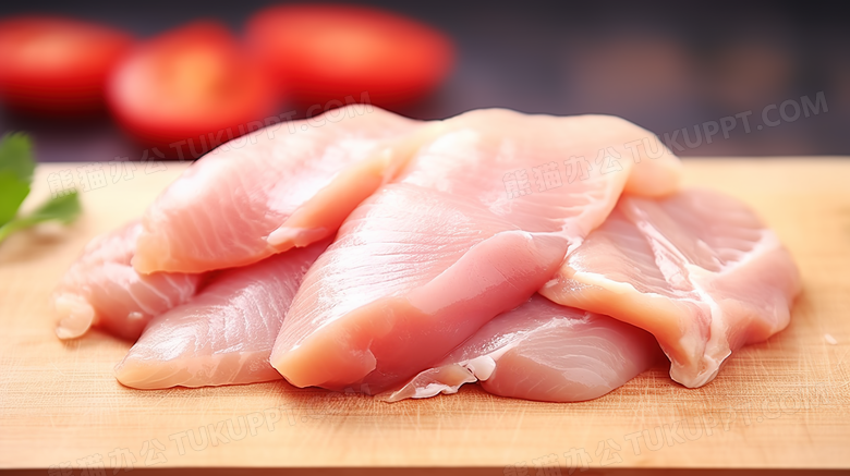 新鲜生鸡胸肉食材摄影图