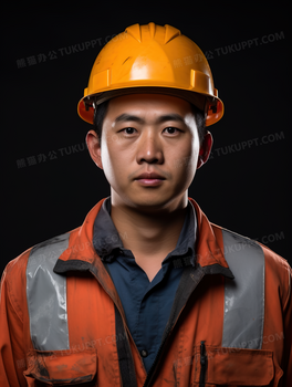 头戴安全帽的工地工作人员职业摄影图