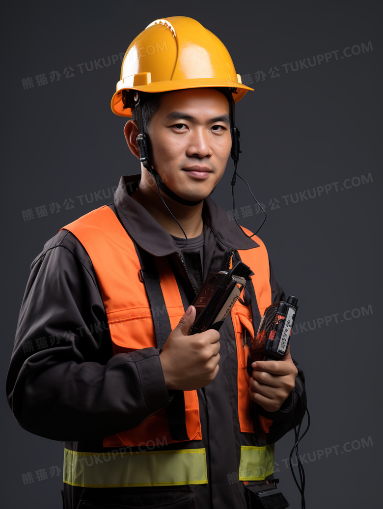 头戴安全帽的工地工作人员职业商务摄影图