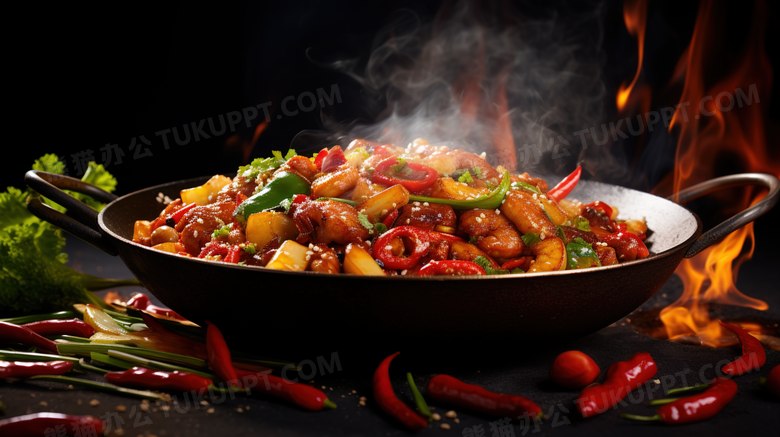冒着热气的中式美味菜肴湘菜摄影图