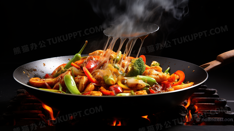 冒着热气的中式美味菜肴湘菜摄影图