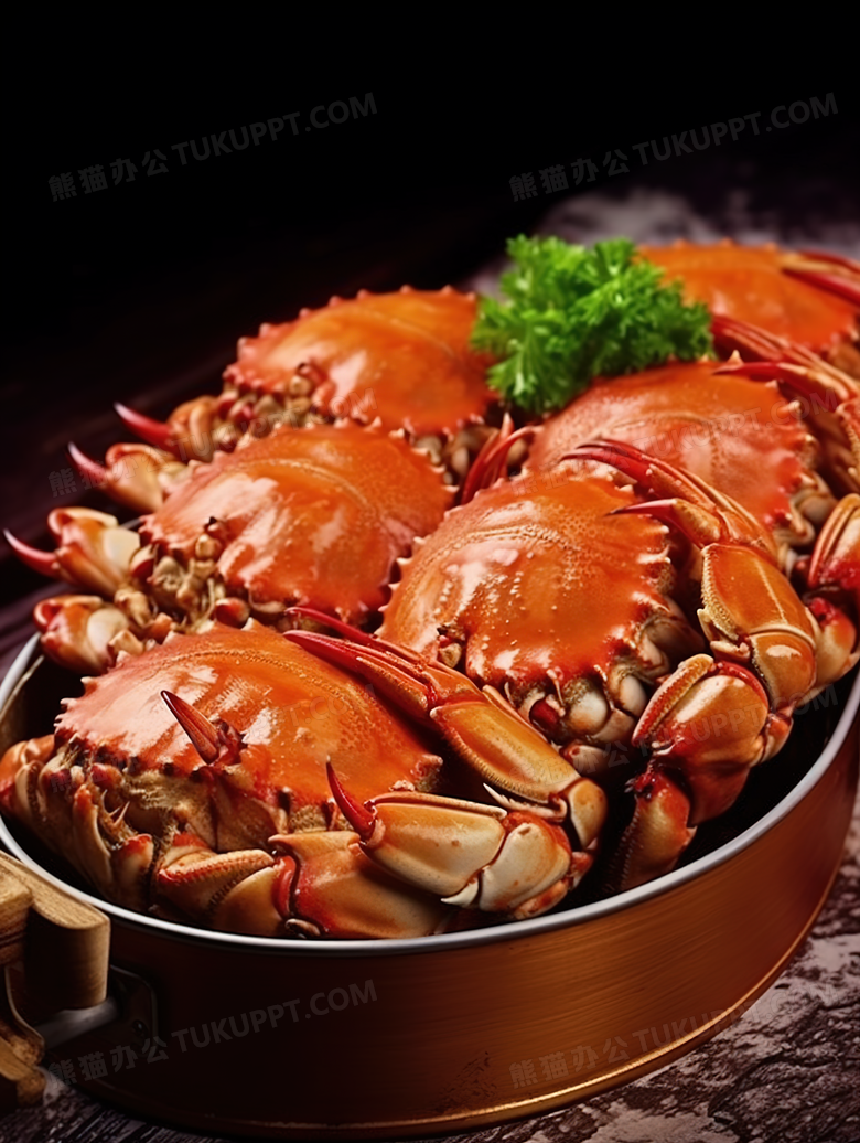 红色清蒸大闸蟹海鲜美食摄影图