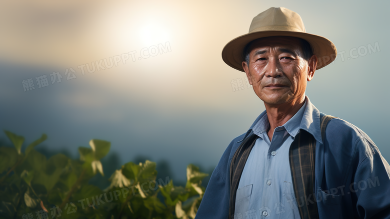 在田地里辛勤栽种蔬菜的中国农民摄影图