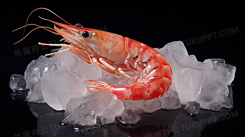 冰镇新鲜海虾海鲜美食摄影图