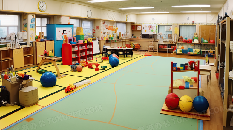 幼儿园体育教室场景摄影图