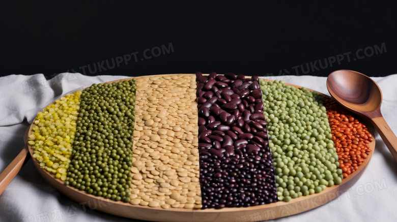 五谷杂粮芝麻绿豆黄豆黑米大米食物摄影图