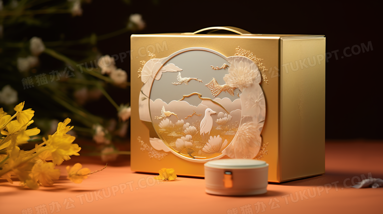 中国风精美高档月饼礼盒产品宣传摄影图