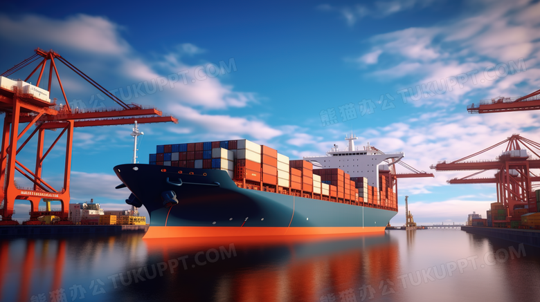 货物运输港口装满集装箱的轮船摄影图