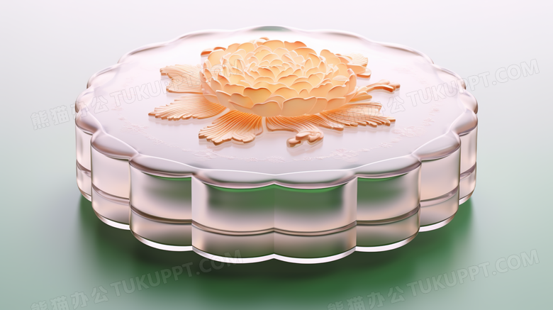 精美花卉图案的透明立体首饰盒摄影图