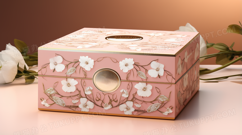 中国风古典花卉图案精美的礼盒产品宣传摄影图