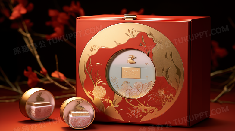 中国风精美高档月饼礼盒产品宣传摄影图