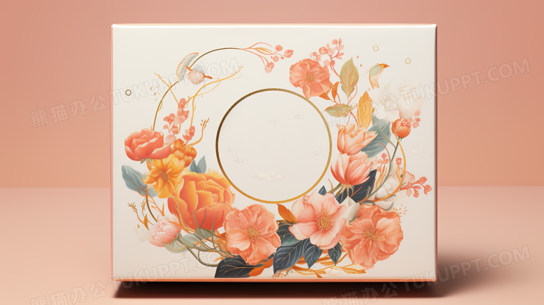 花卉图案的精致中国风礼盒产品宣传摄影图
