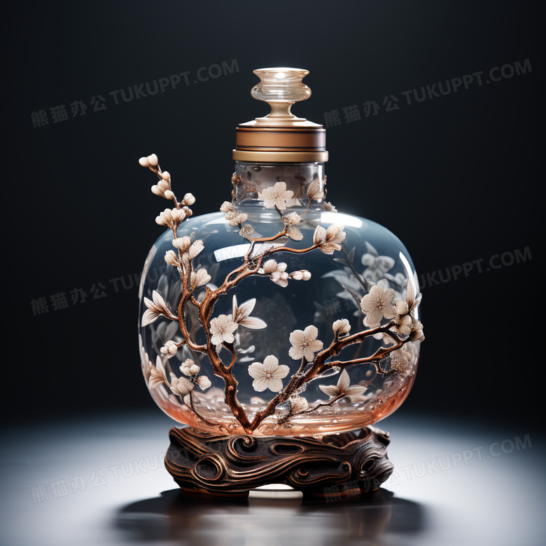 古典中式国风雕花玻璃瓶创意图片