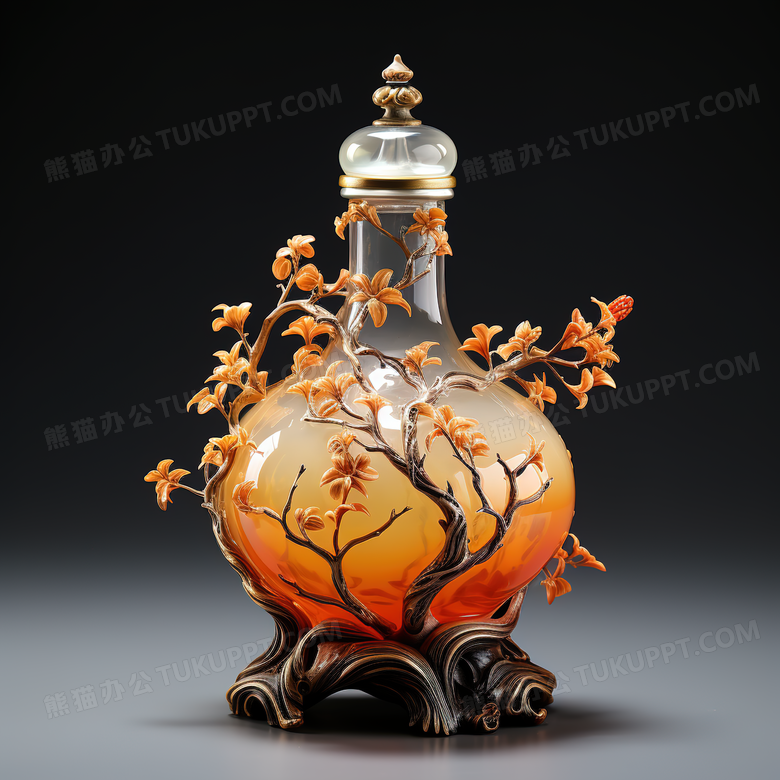 古典中式国风雕花玻璃瓶创意图片