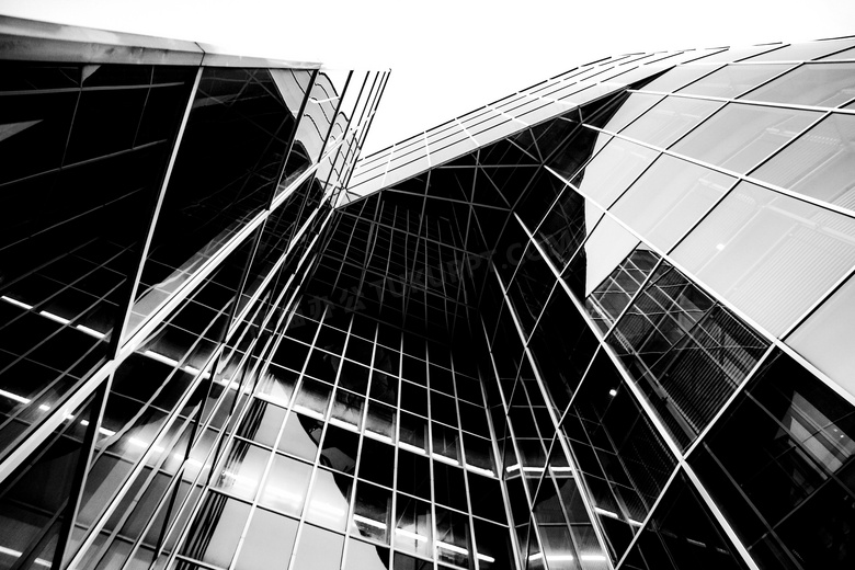 玻璃建筑黑白图片