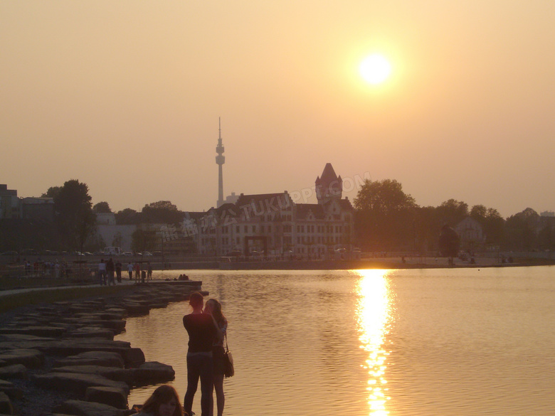 凤凰湖夕阳图片