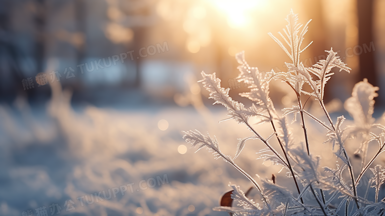 冬季霜降自然草地摄影图