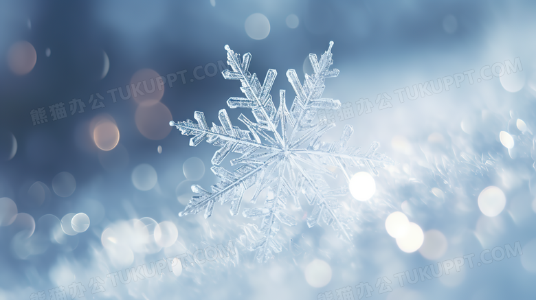 显微镜下的雪花结晶立体结构摄影图