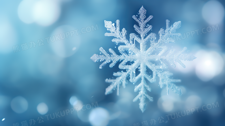 显微镜下的雪花结晶立体结构摄影图