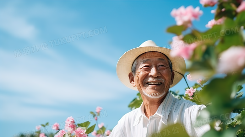 重阳节欣赏美景的老人摄影图