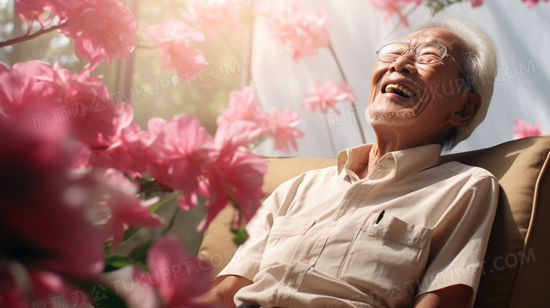 重阳节欣赏美景的老人摄影图