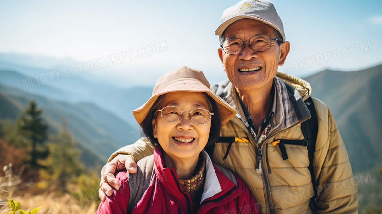 重阳节老年夫妻一起旅行摄影图