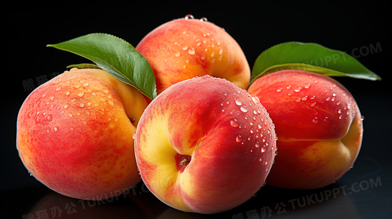 个头饱满圆润的桃子摄影图