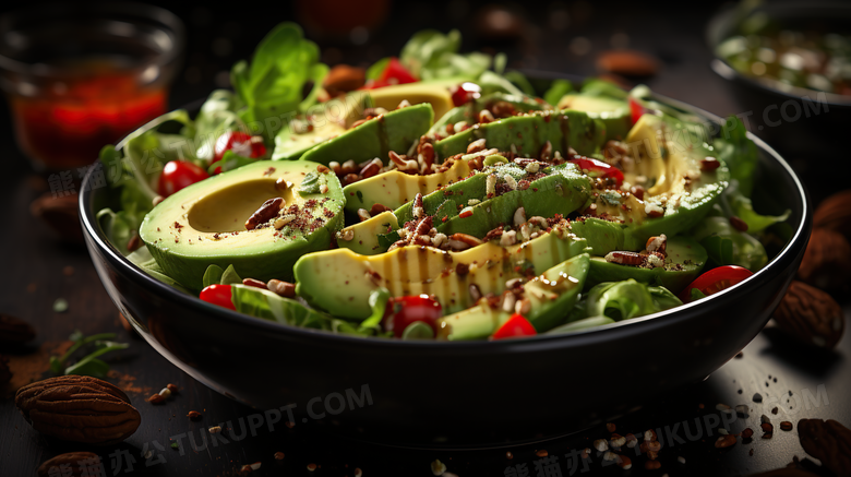蔬菜沙拉牛油果减脂轻食健康饮食素食摄影图