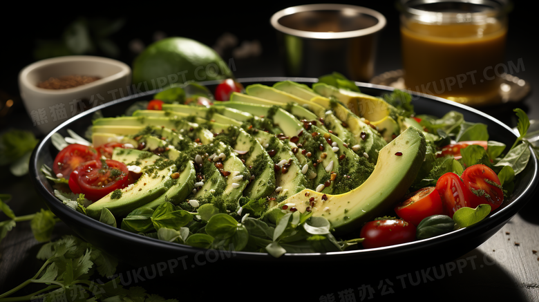 蔬菜沙拉牛油果减脂轻食健康饮食素食摄影图