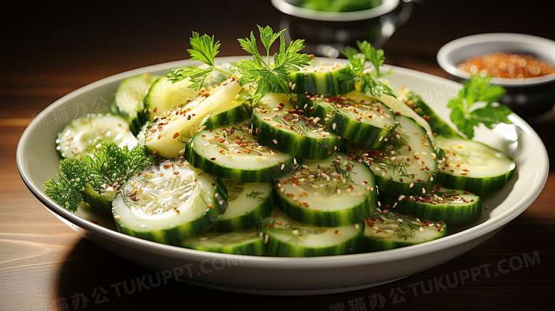 蔬菜沙拉黄瓜减脂轻食健康饮食素食摄影图