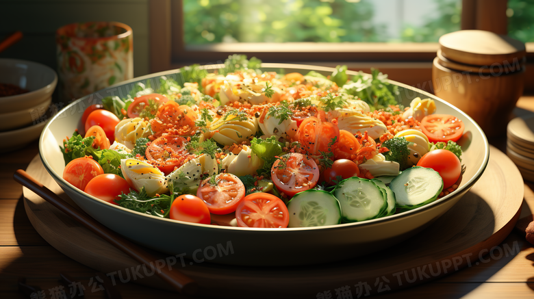 蔬菜沙拉黄瓜减脂轻食健康饮食素食摄影图想