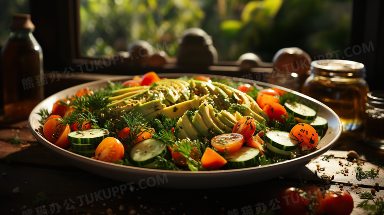 蔬菜沙拉减脂轻食健康饮食素食摄影图想