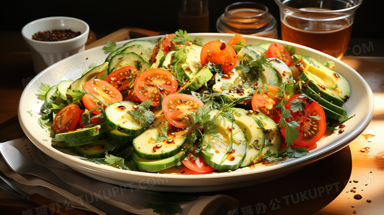 蔬菜沙拉黄瓜减脂轻食健康饮食素食摄影图想